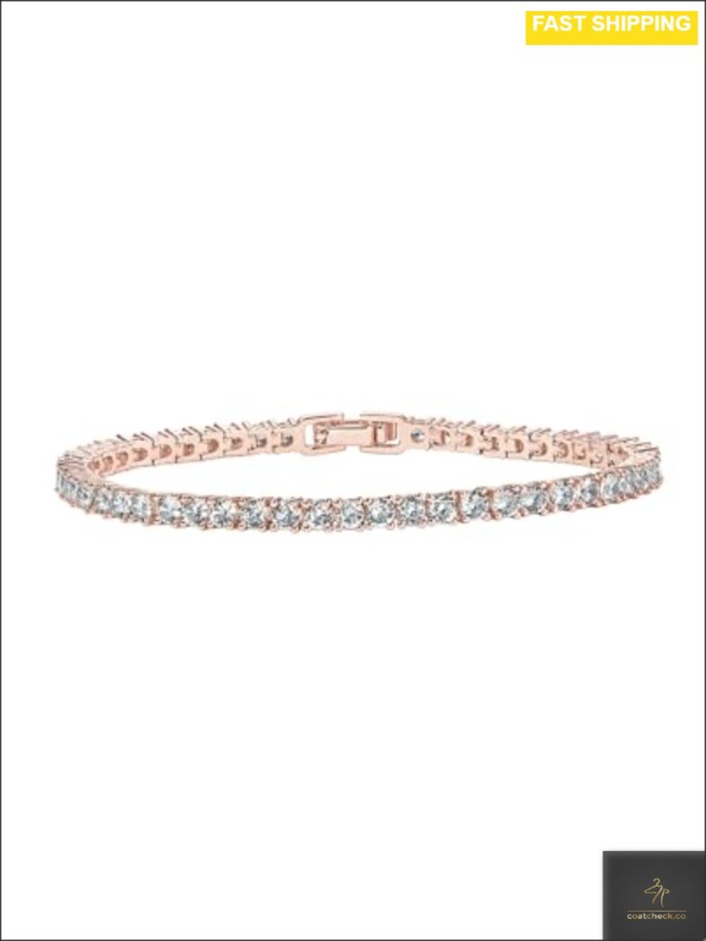 14K Rose Gold Plated 3mm Cubic Zirconia Tennis Bracelet 7.5"